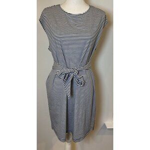 Vineyard Vines Dress Stretch Tie Waist Navy Blue White Stripe Small S